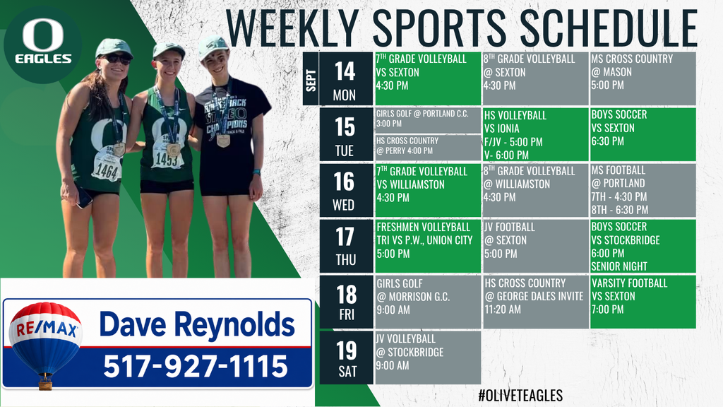 Weekly Athletics Schedule