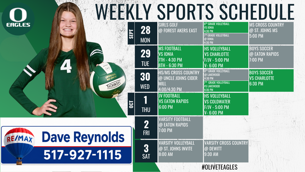 Weekly Athletic Schedule