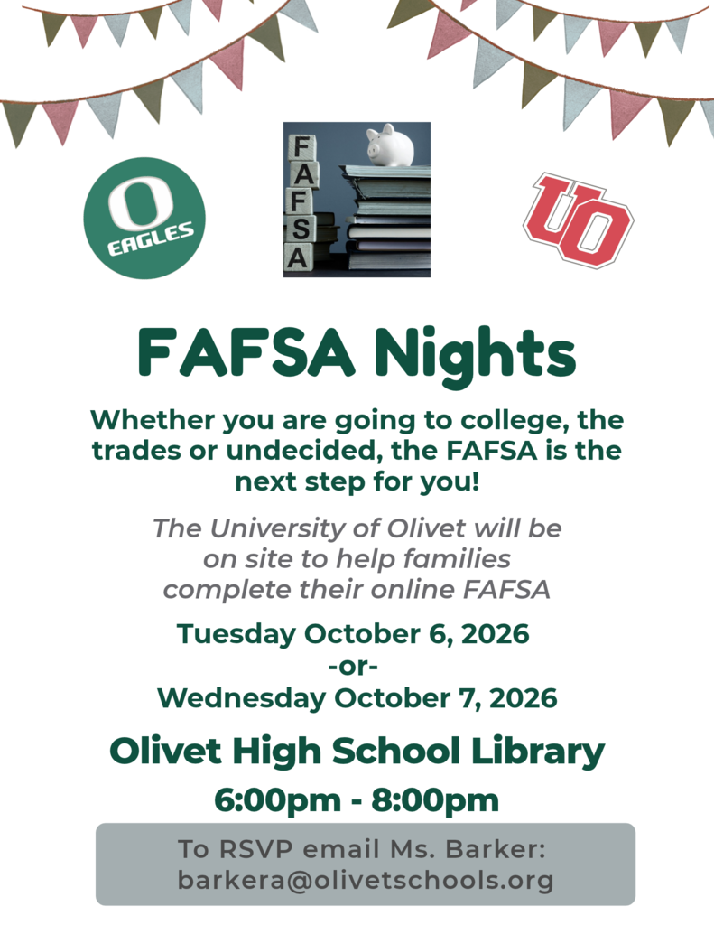 Flyer for FAFSA Completion Nights at Olivet High School