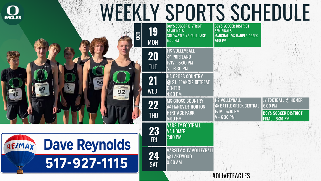 Weekly Athletic Schedule