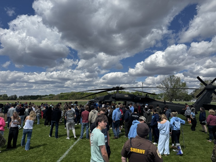 Helicopter on the soccer field 