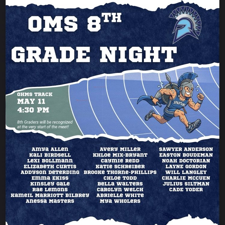 8th grade night; 5/11 @ 4:30 
