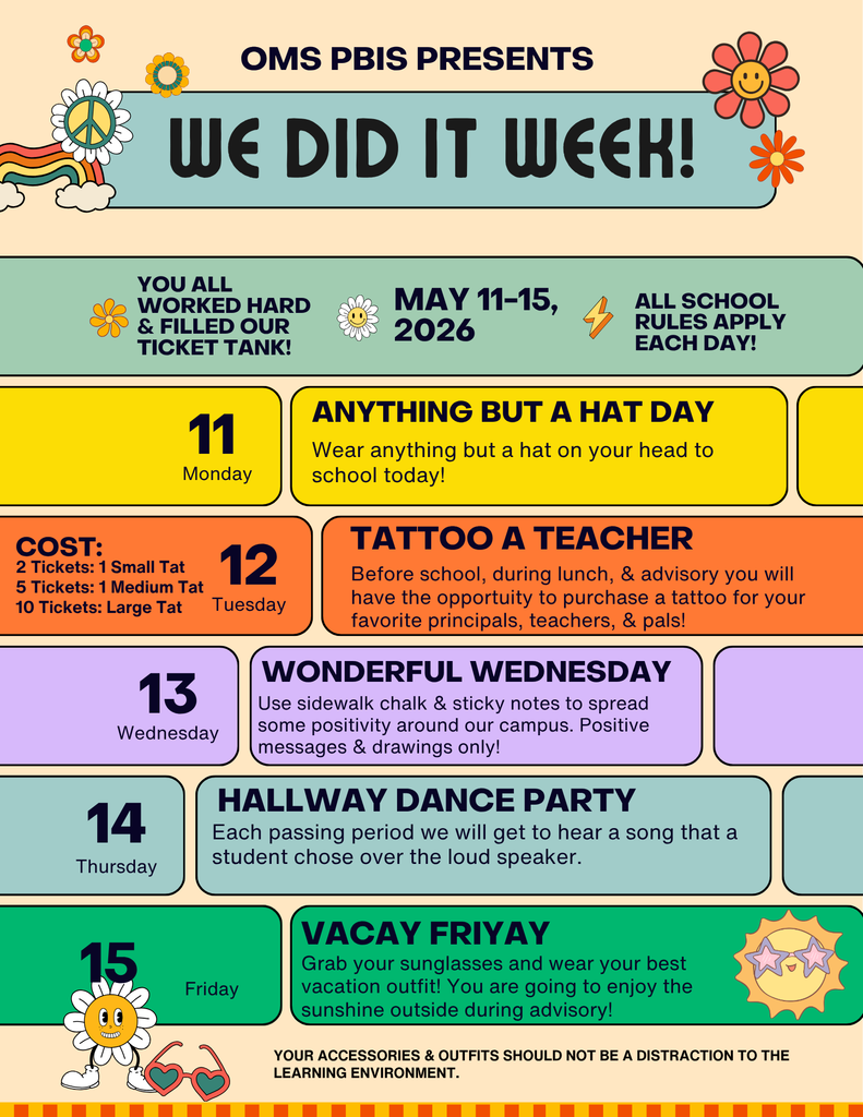 we did it week schedule