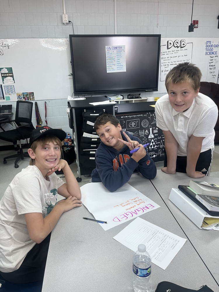 students working on poster