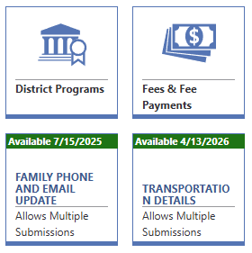 Online Form Tile in Family Access