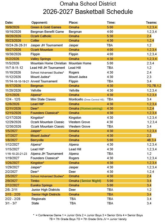 26/27 Basketball Schedule