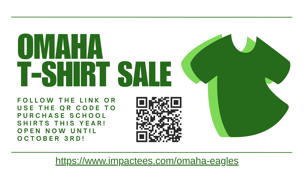 green and white flyer promting Omaha t-shirt sales