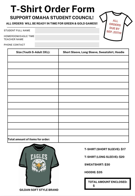 order form to order t-shirts