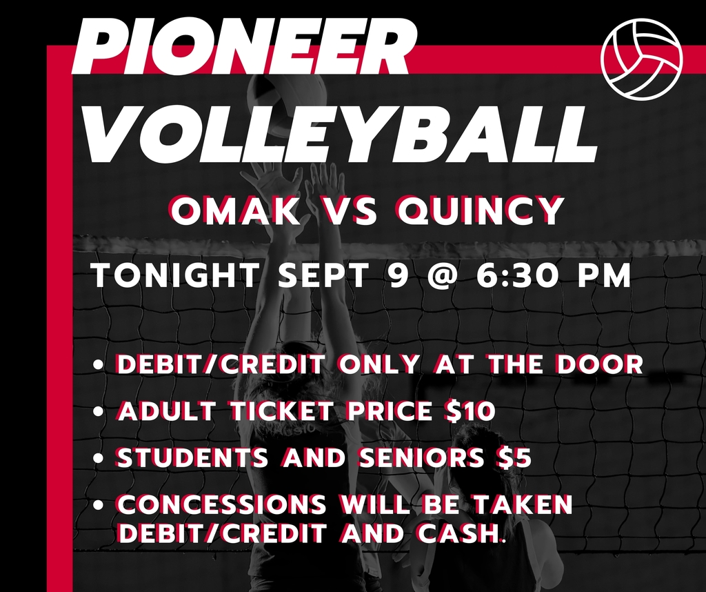 Pioneer Volleyball Game tonight @ 6:30 pm