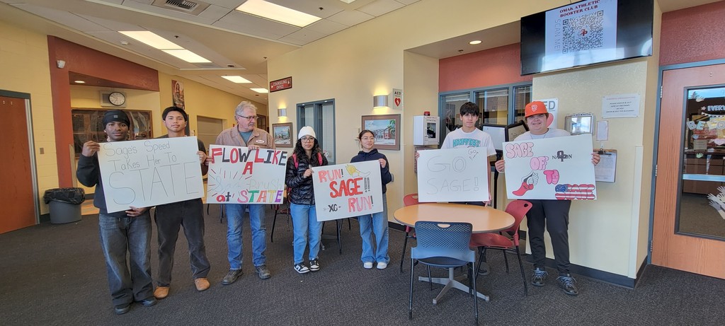 OHS Leadership Supporting Sage as she heads off to State Cross Country!