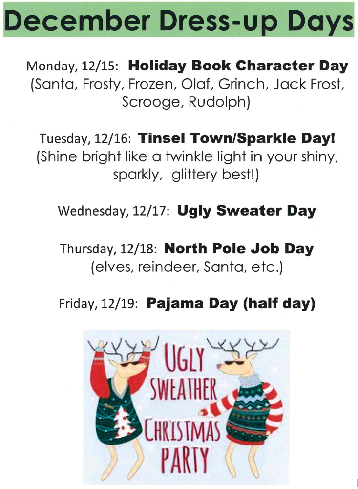 December Spirit Dress Up Days