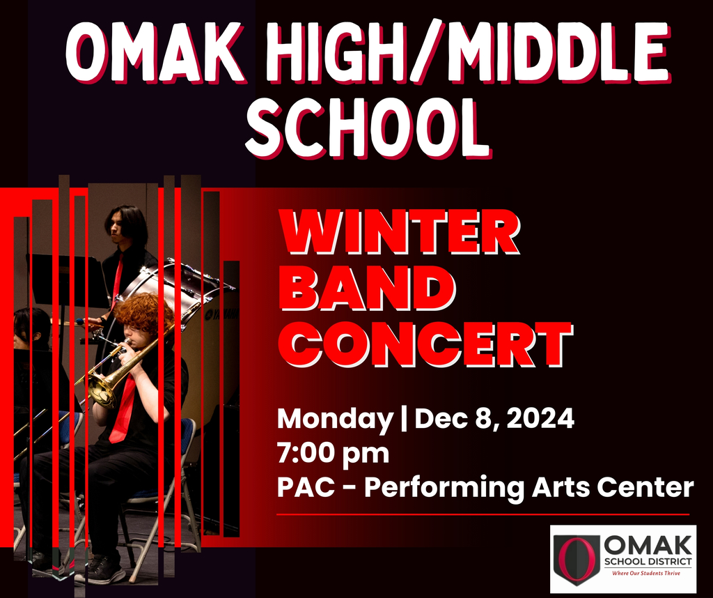 Winter Band Concert, Monday, December 8th.
