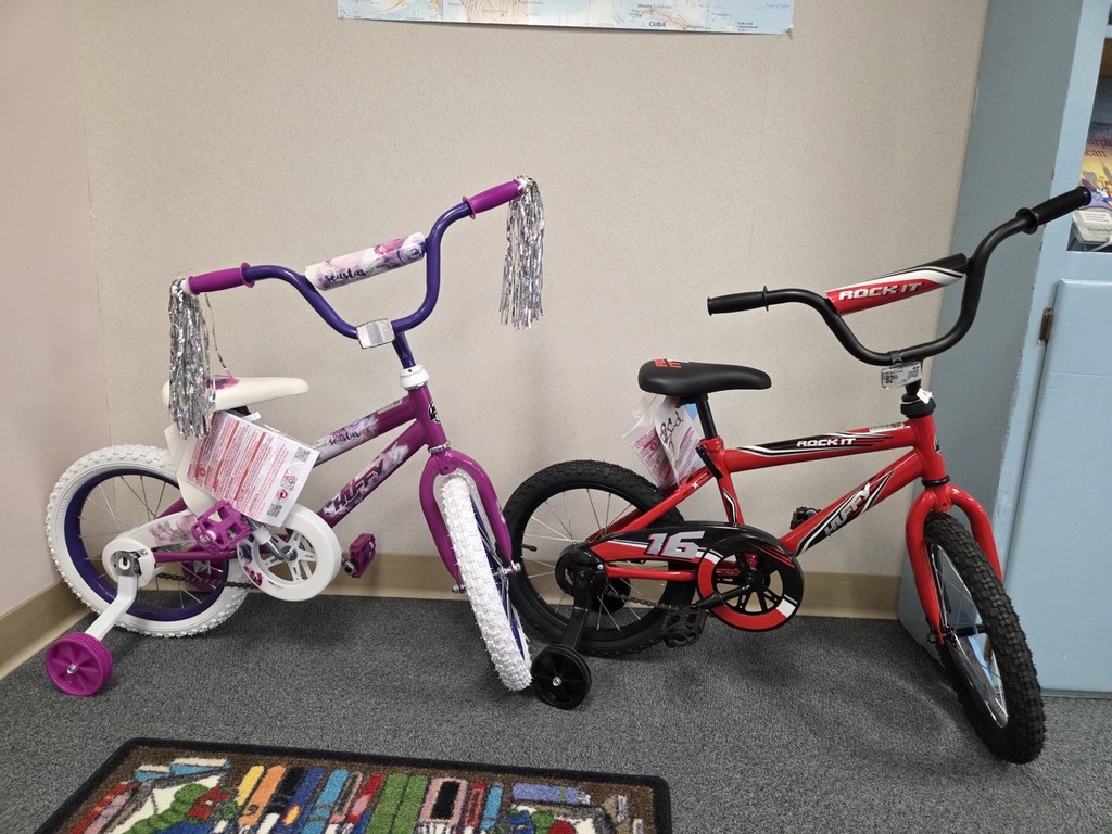 1st grade bikes to be won at our "Bikes for Books" assembly on March 13th.