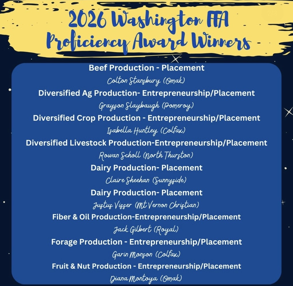 2026 Washington FFA Proficiency Award Winners