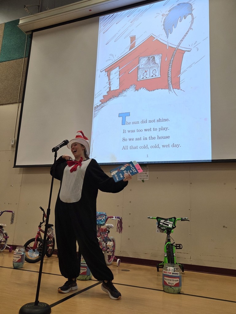 Mrs. Garcia did an amazing job reading as the Cat in the Hat.