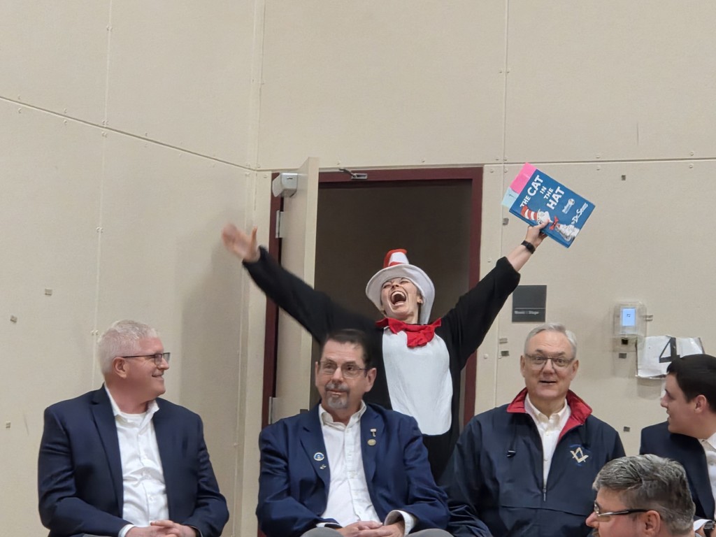 The Cat in the Hat is our surprise visitors.