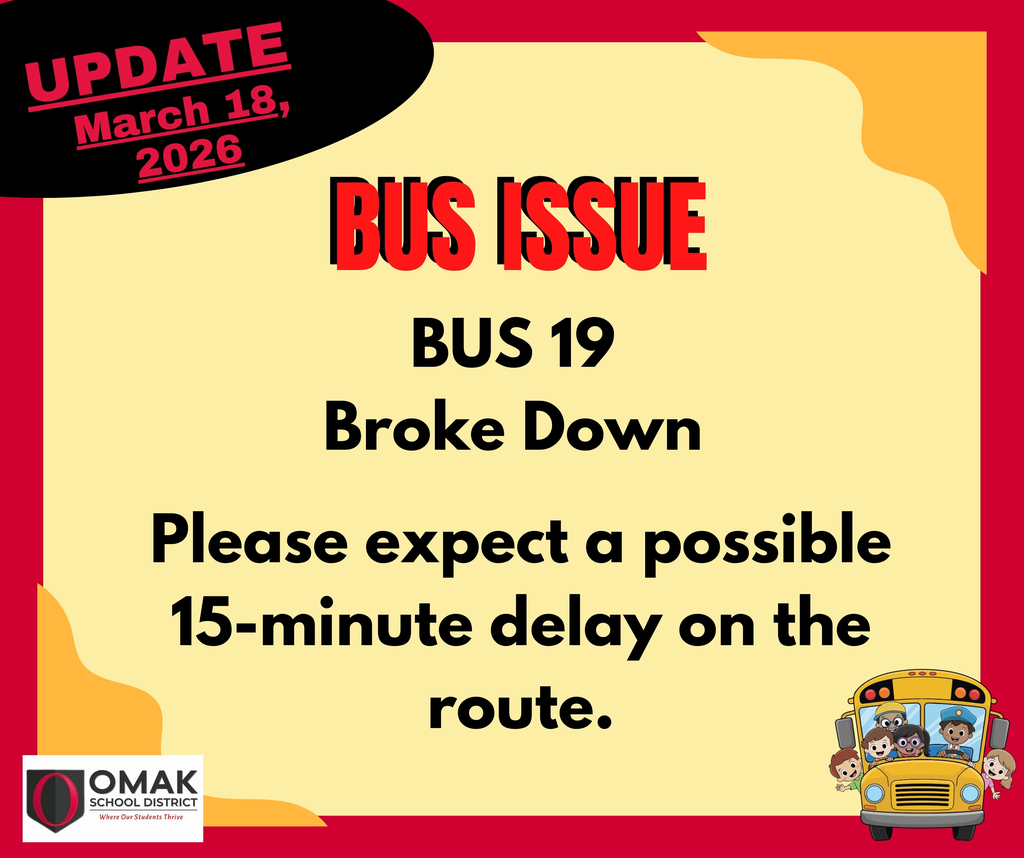 Bus 19 broke down, expect a 15-minute delay.