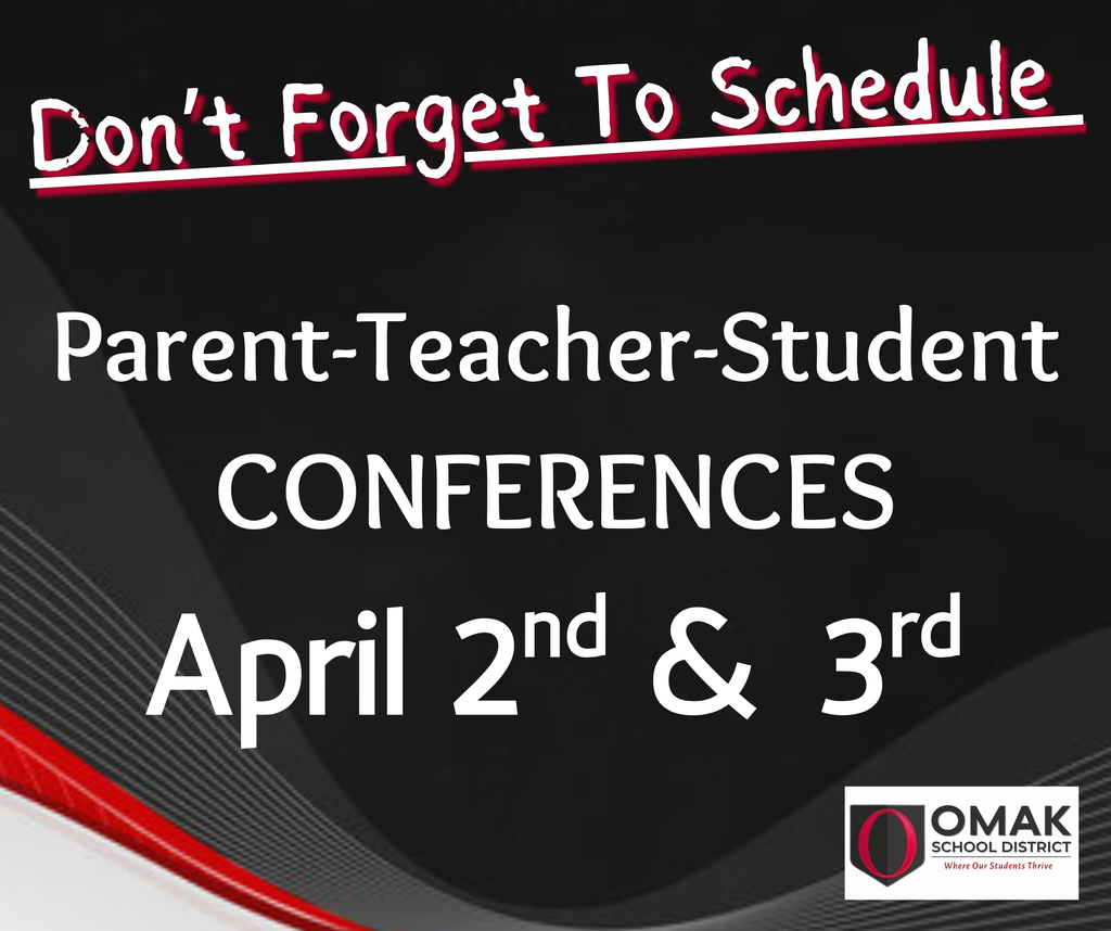 Parent-Teacher-Student Conferences April 2nd and 3rd. 