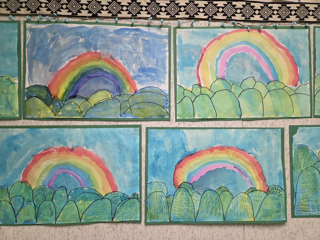 Rainbows painted by students at North Elementary School.