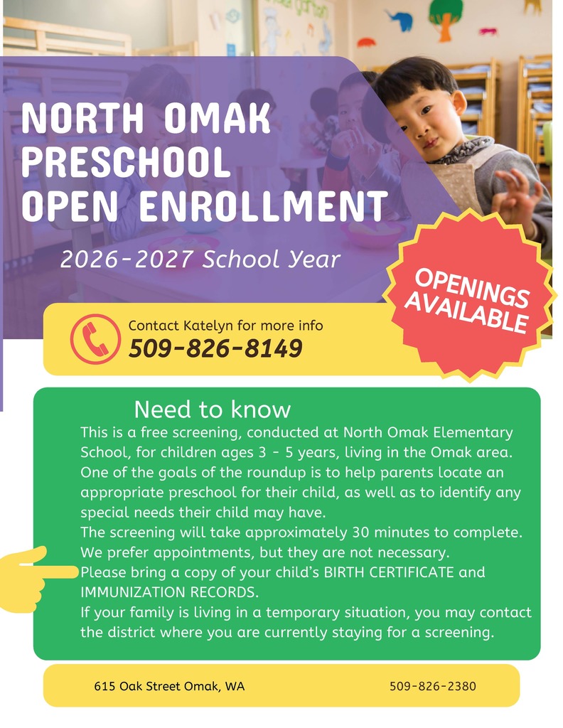North Omak Preschool Open Enrollment