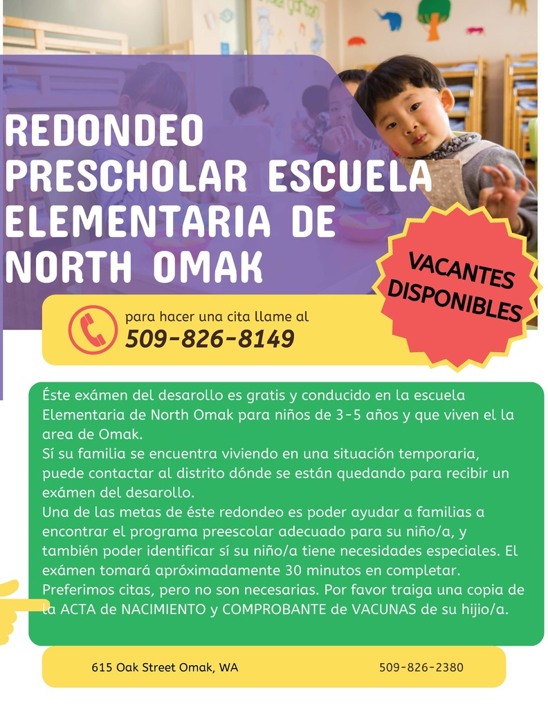 North Omak Preschool Open Enrollment