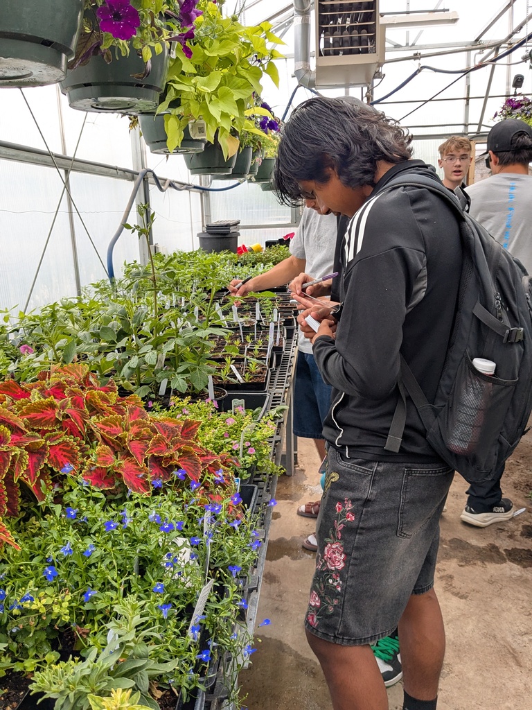 Andy Valdez-Suastegui labels some new Zinnia varieties.