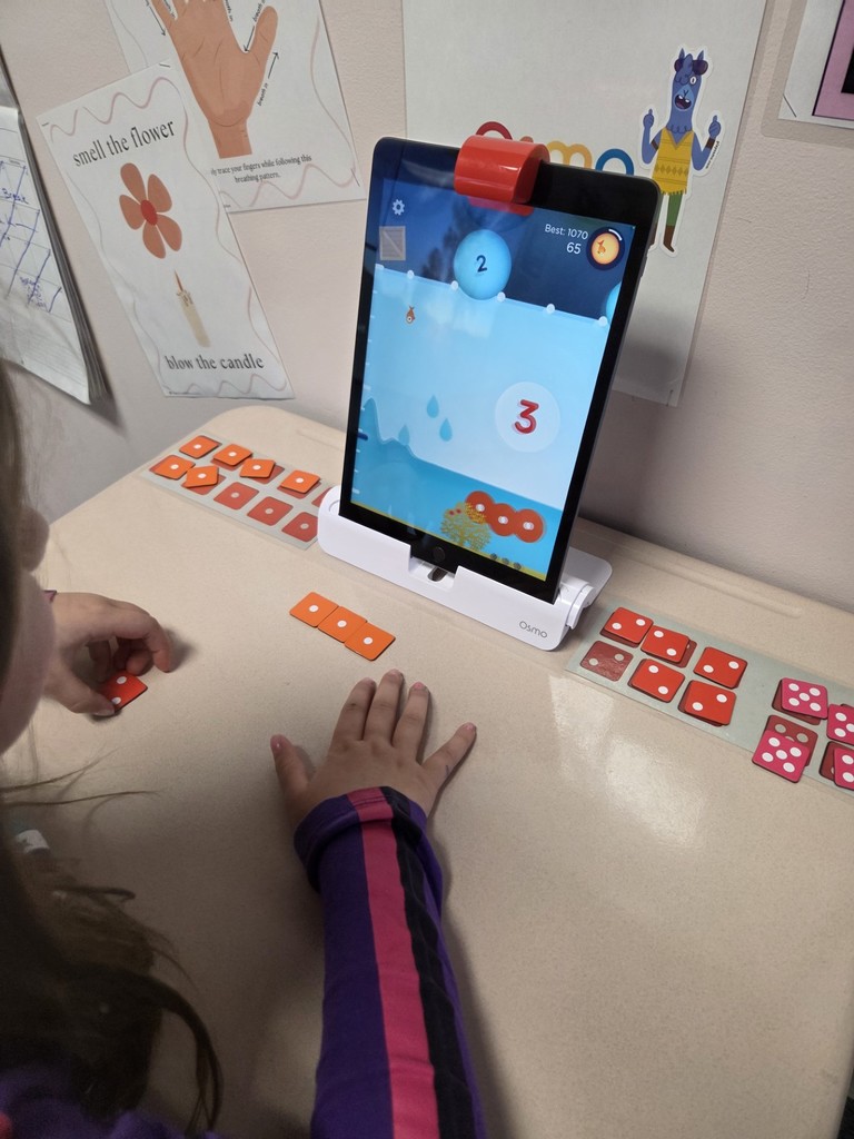 Students can use different combinations of numbers to pop bubbles in OSMO numbers.