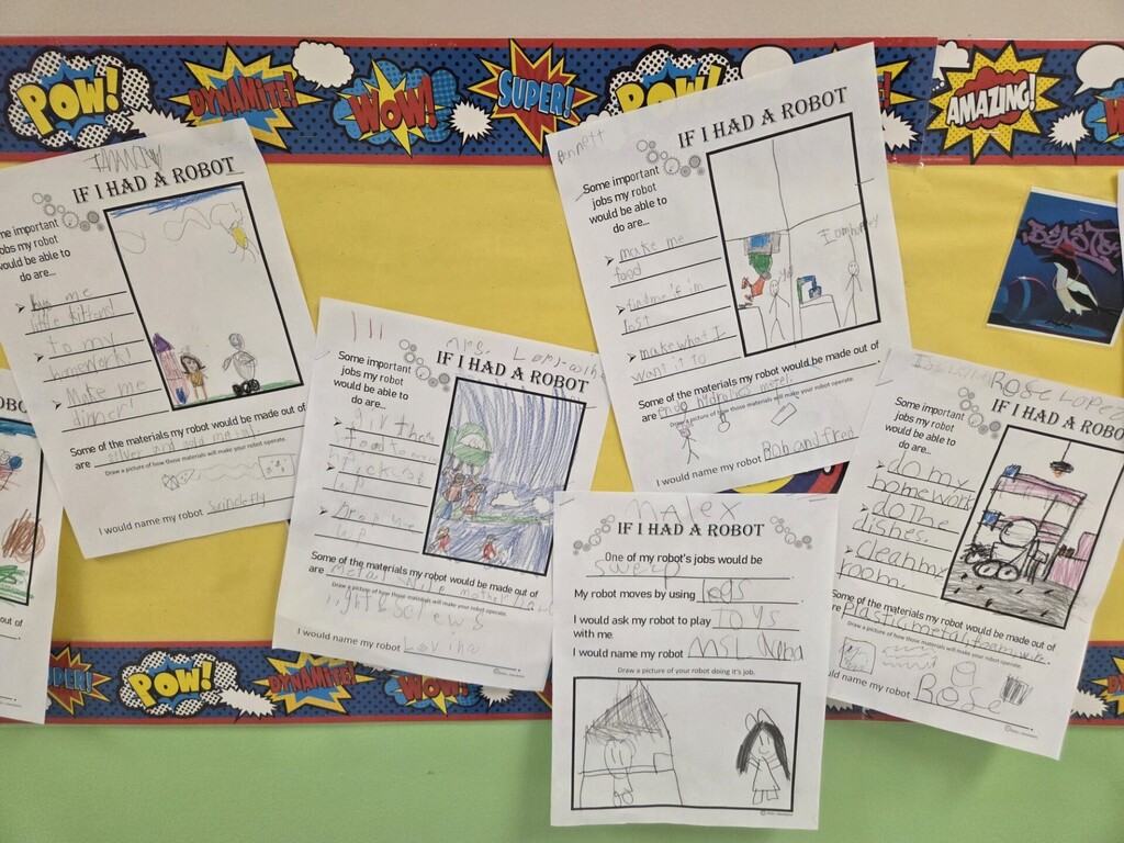 There are so many creative ideas from students about what jobs their robots would do for them on the worksheets.