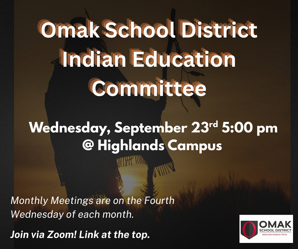 Indian Education Committee Meeting Sept 23rd @ 5:00 pm Highlands