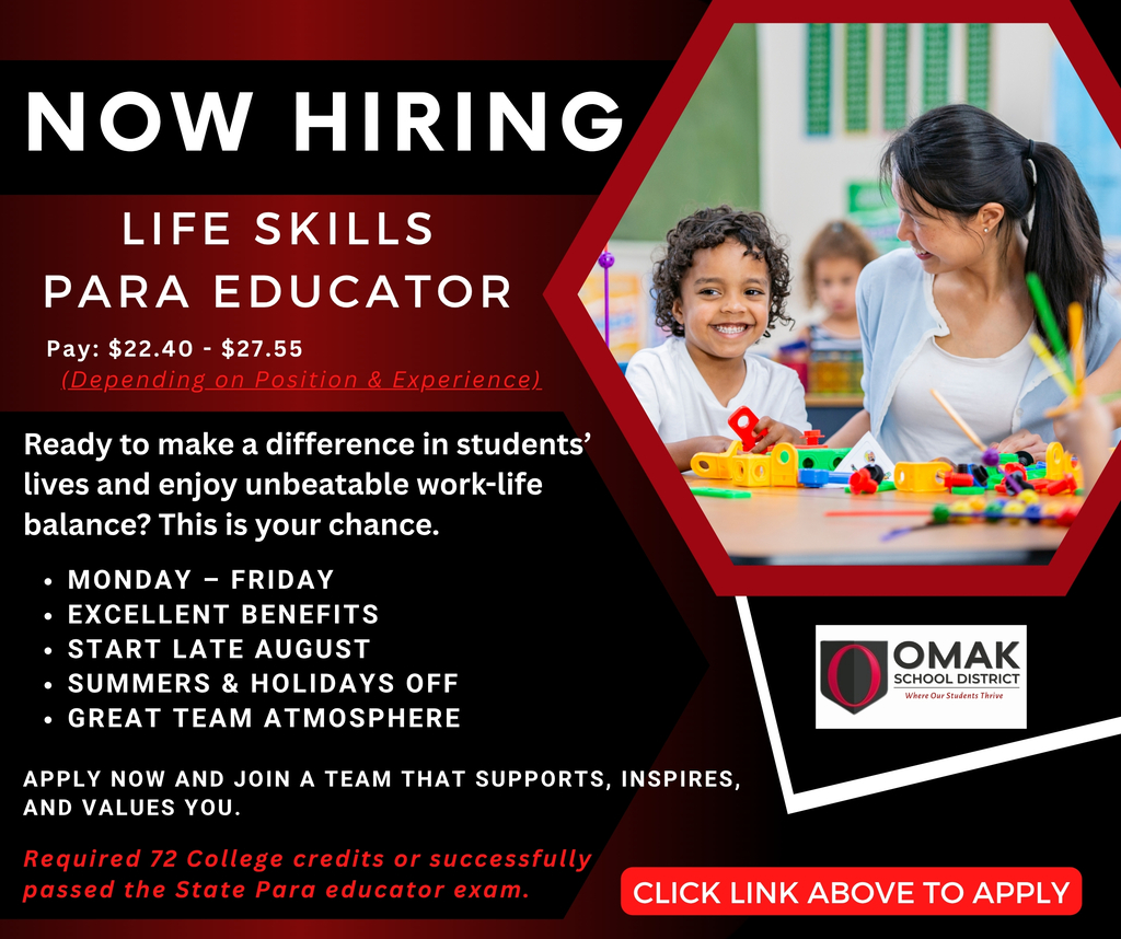 Now Hiring Life Skills Paraeducator.
