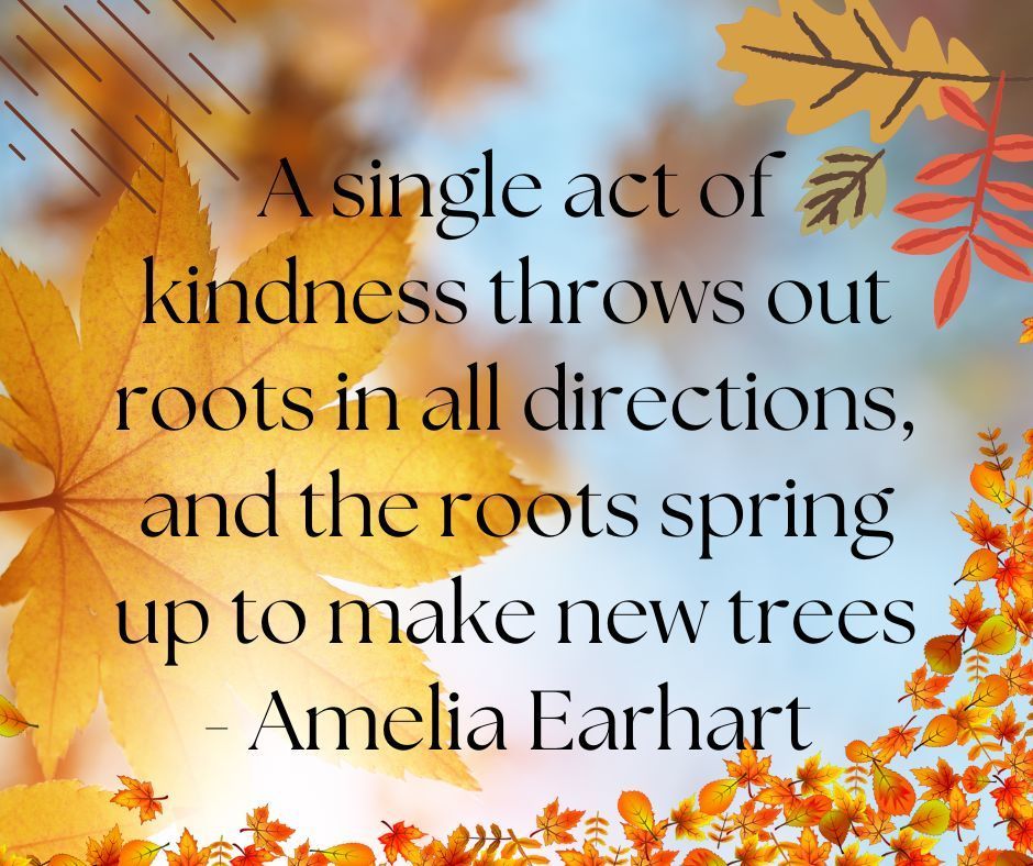 A single act of kindness throws out roots in all directions, and the roots spring up to make new trees - Amelia Earhart