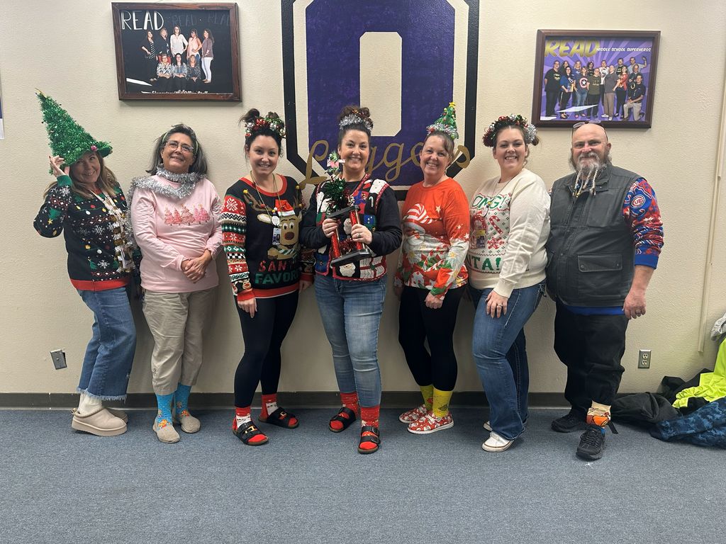 EMS office crew  the unofficial  Crazy Socks, Hair, or Sweater Day winners!