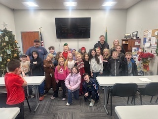 Students at the fire station