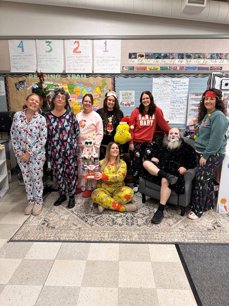 EMS Office Crew the unofficial winners of pajama day