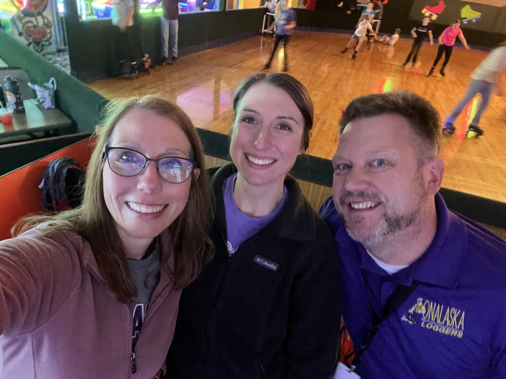 Mrs. Morast, Ms. Sweers, and Mr. Gerbracht, at the Centralia roller dome for middle school incentive day.