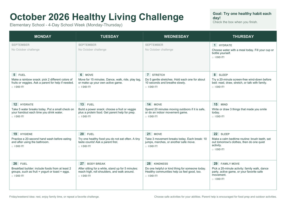 october healthy living challege