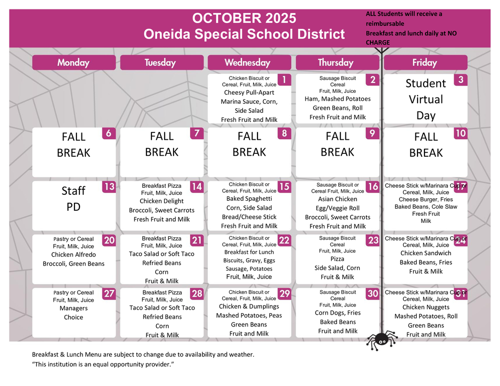 October Menu