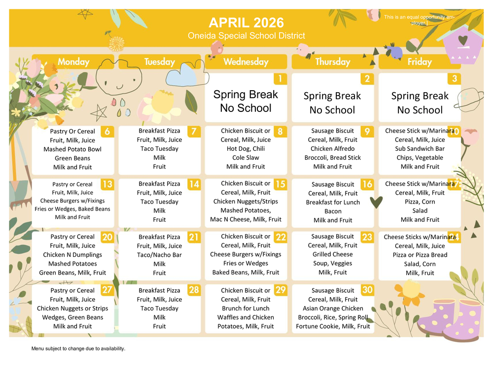 April Menu