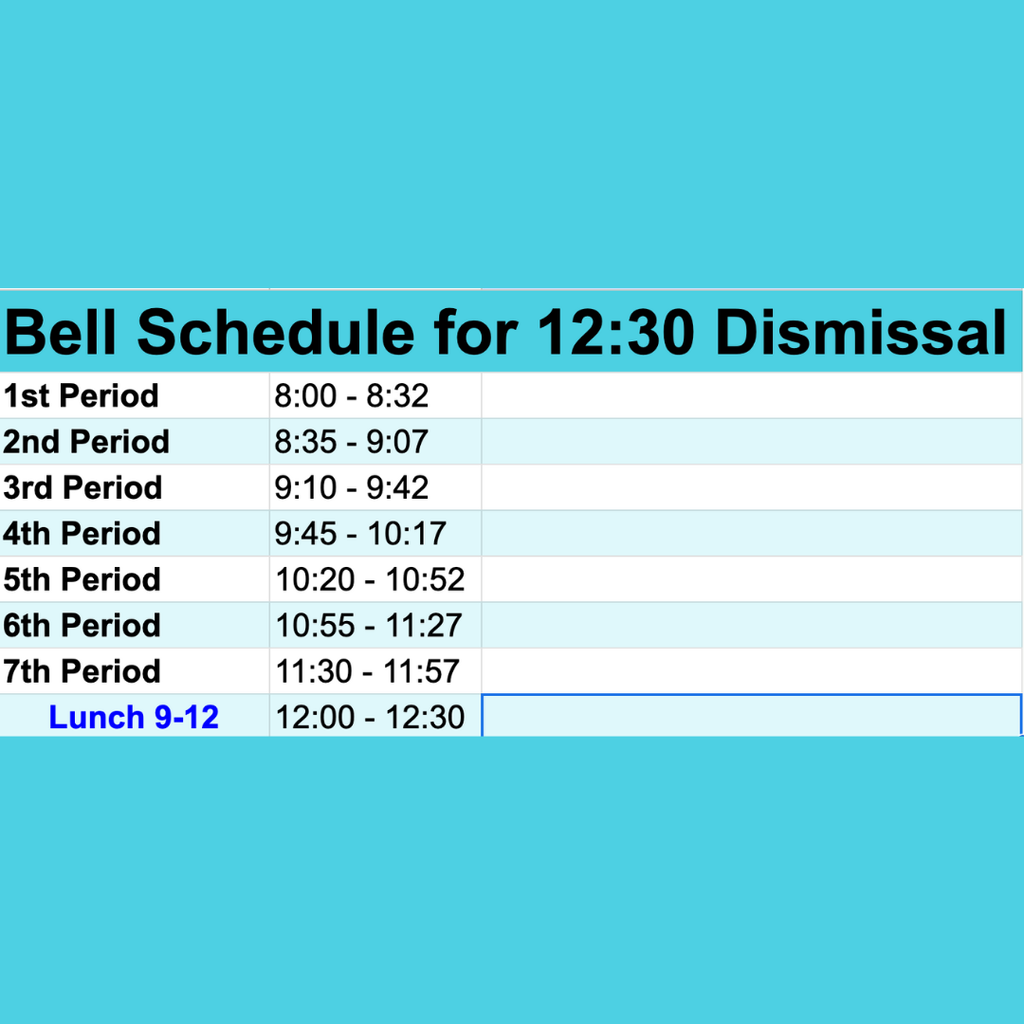 12:30 dismissal schedule 