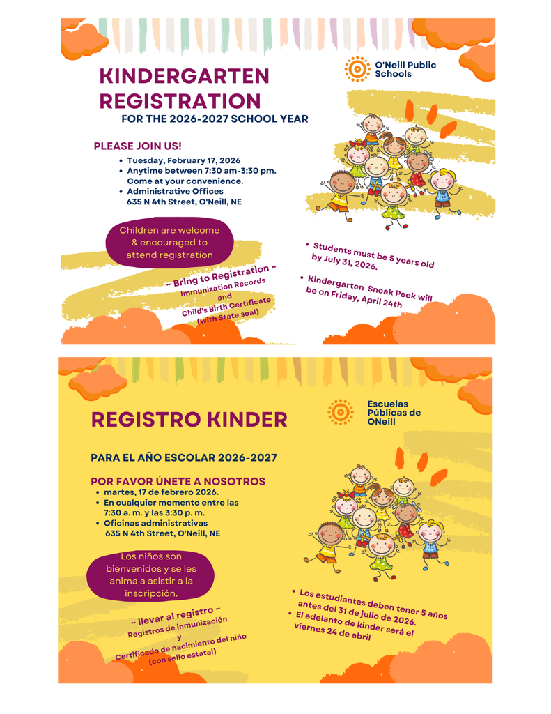 2026-2027 Kindergarten Registration Notice