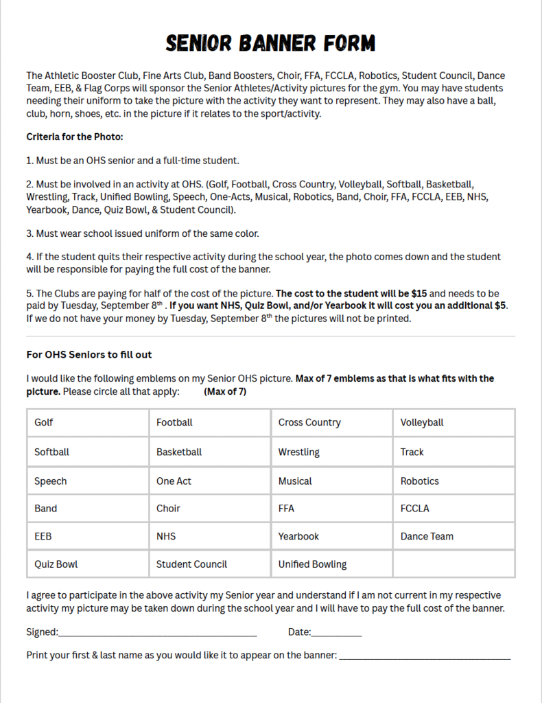 Senior Banner Form