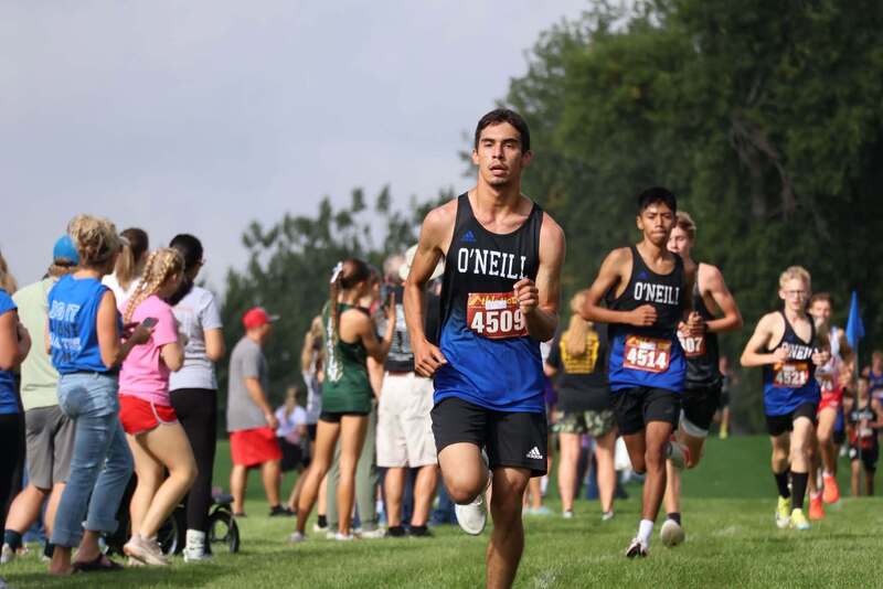 Paul Fonseca, placing 9th, Alonso Hernandez, placing 7th, and Kyler Wettlaufer, placing 8th, help the Eagles win the team championship. Picture courtesy of Kristin Wettlaufer.