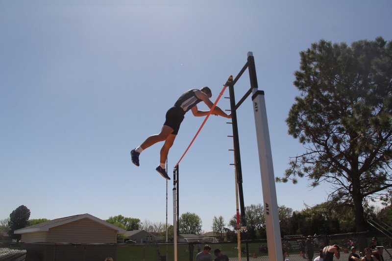 Grady Welke vaulted a season best of 12’ 7” earning himself a 7th place finish. Picture courtesy of O’Neill Track and Field.