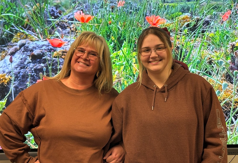 Mrs. Fischer and sophomore student journalist Cadence Beatty