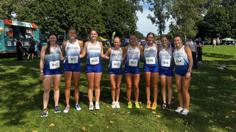 The Onekama cross country girls team.