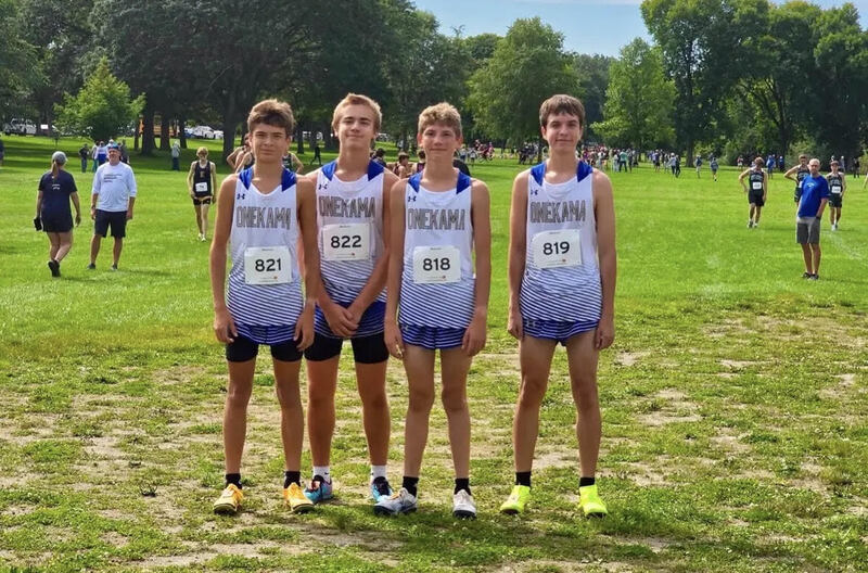 The Onekama cross country boys team.
