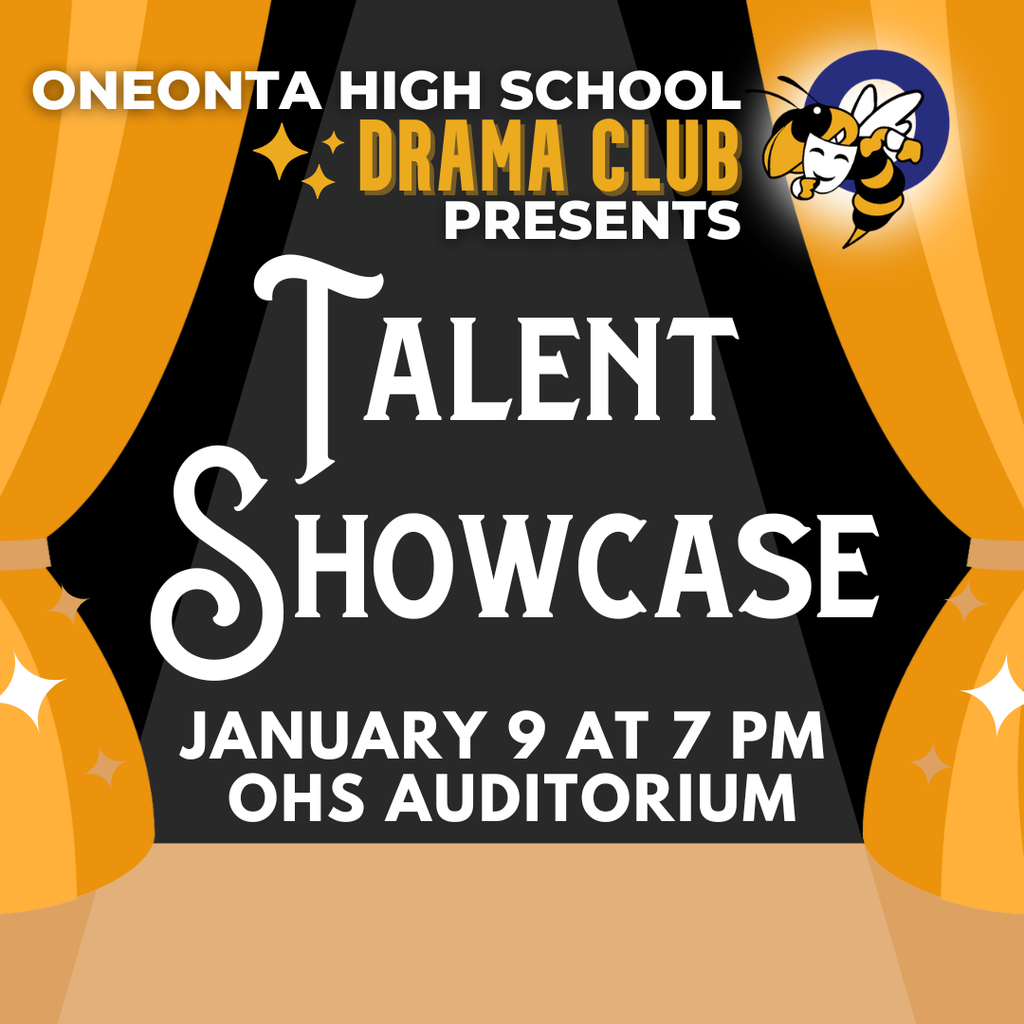 The spotlight is on ✨ The OHS Drama Club Talent Showcase is tonight at 7 PM in the OHS Auditorium. We hope to see you there as our students share their talents on stage!