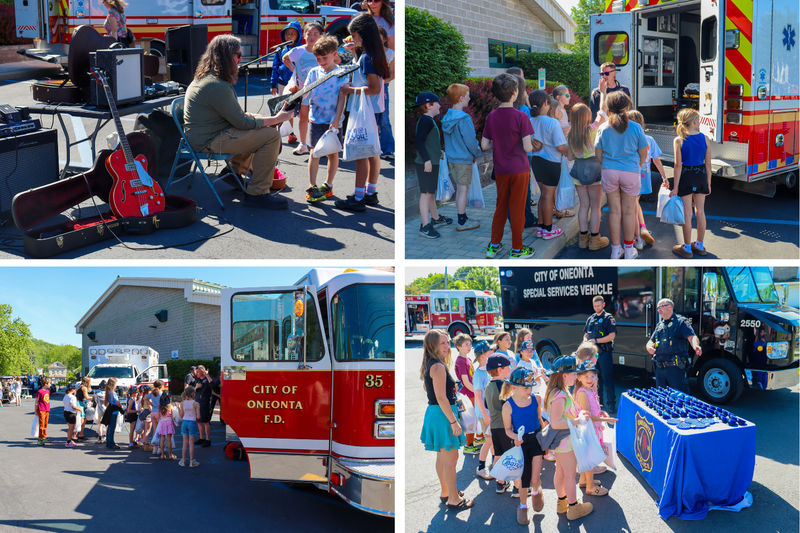 collage of kids at a career fair
