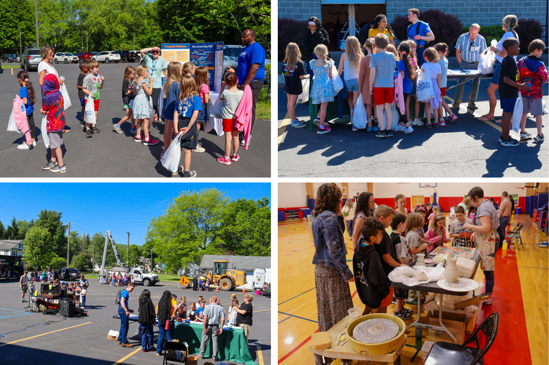 collage of kids at a career fair
