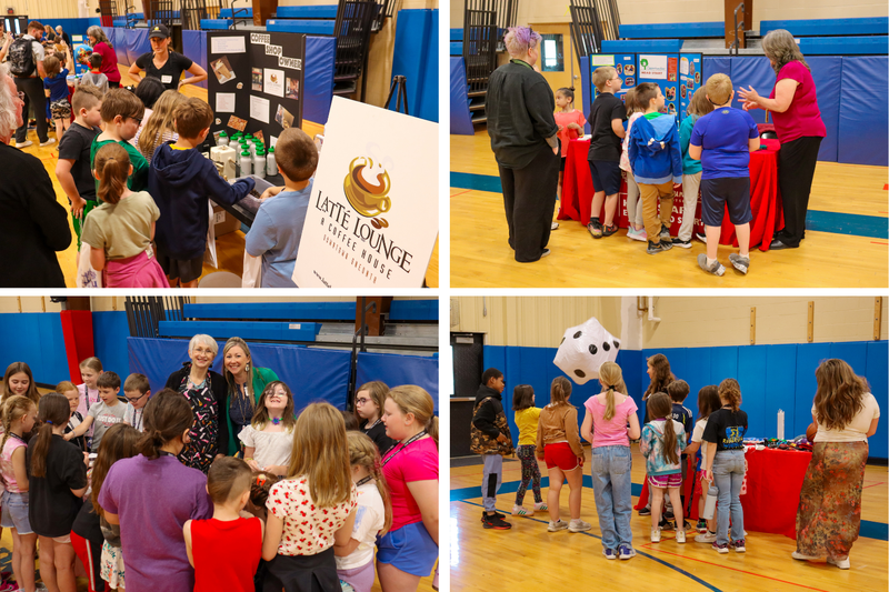 collage of kids at a career fair